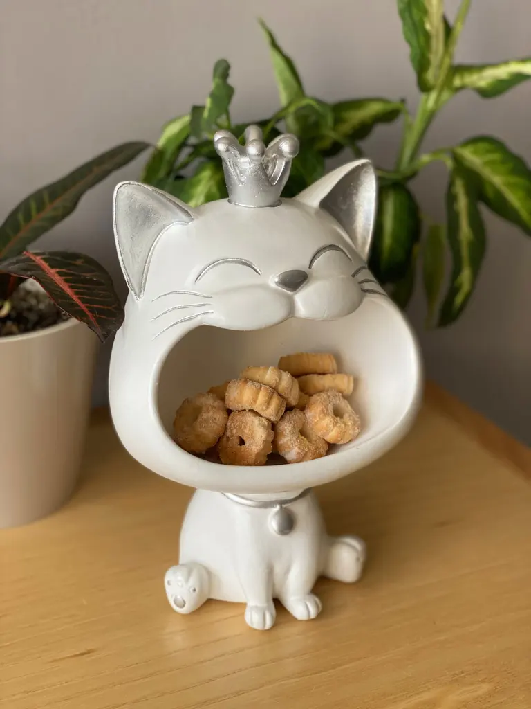 Копилка-конфетница «Кот с короной» из гипсополимера, белая